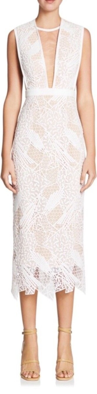 Manning Cartell Gallery Views Dress, deep V, geometric French lace Size P